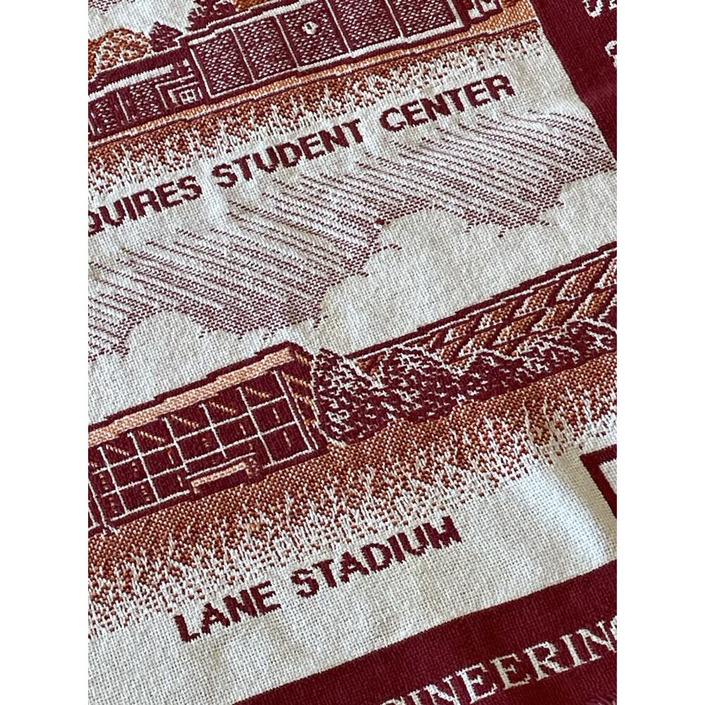 Vintage Virginia Tech Hokies University Afghan Blanket Tapestry Throw 64" X 46” - Picture 3 of 7